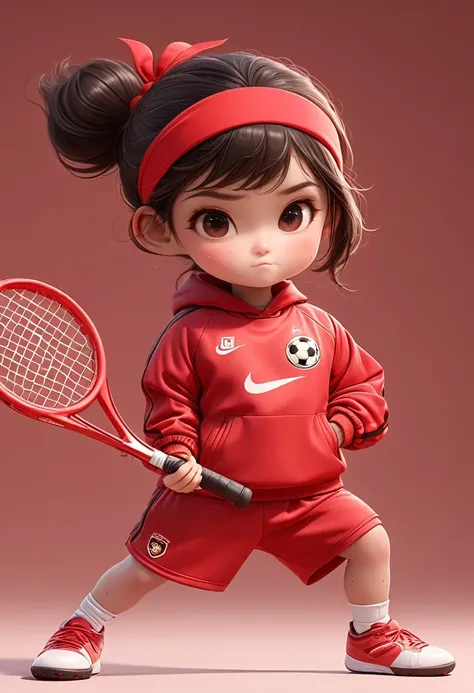 3D，1. ，Headband，Unique，1. Football，Red sportswear suit，Cartoon Style，court，