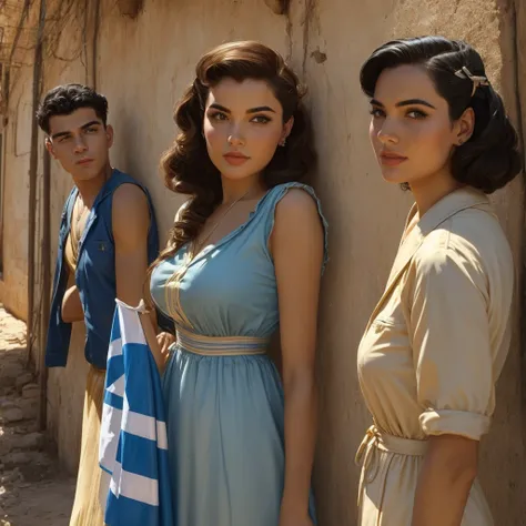 ezotic looks and feels 1950s period styles looks styles both young male and female very Israelis-Sabras look in Israeli 1950s town and kibbutz 