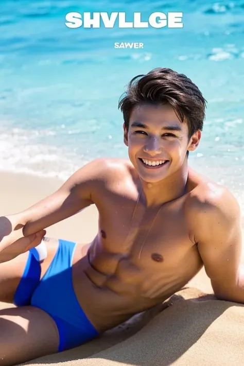 male　Age 19 Lifesaver swimwear smiling