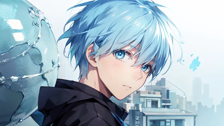 ((highest quality, super detailed,detailed eyes:1.3)),(((total 1 boy:1.2))),cool face,light blue hair,short,hair,light blue eyes,kuroko tetsuya,BREAK(basketball uniform:1.2)BREAK(aqua blue aura background:1.1)BREAK,(from side,portrait,face focus:1.1),(boy ...