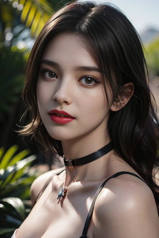 8k, Masterpiece, raw photos, best quality, realistic, Very detailed CG unity 8k wallpaper....., depth of field, Cinema-grade lighting system, lens flare, Ray tracing, (Very beautiful face, beautiful lips, beautiful eyes), black skin,red lips,Beautiful eyeb...