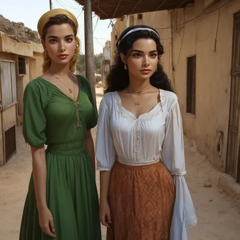 kinda exotic looks and feels in a real like realistic authentic 1950s period styles looks styles both young male and female very Israelis-Sabras look in Israeli 1950s town and kibbutz