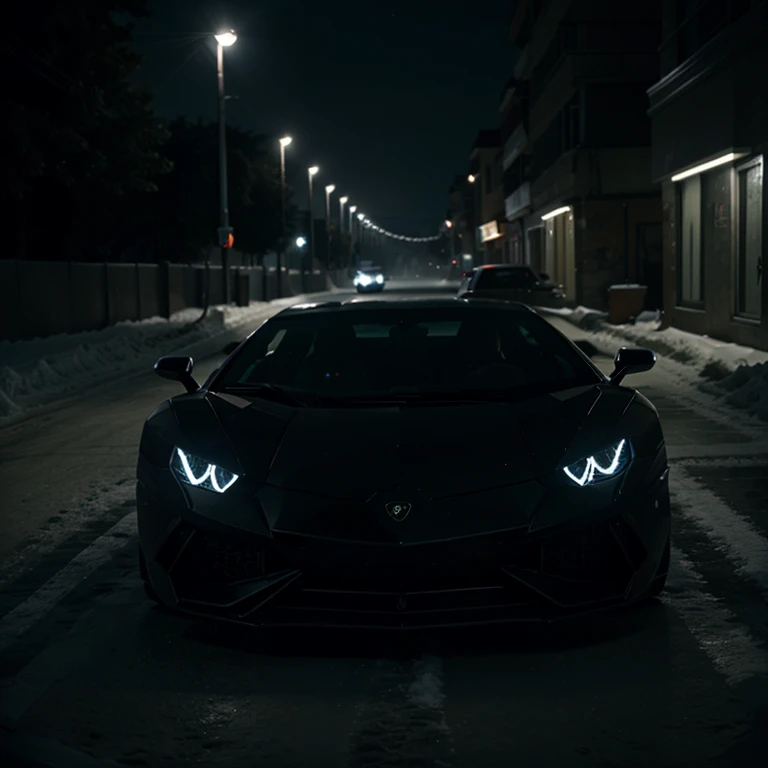 Winters season Lamborghini drifting in dark night real life like graphics