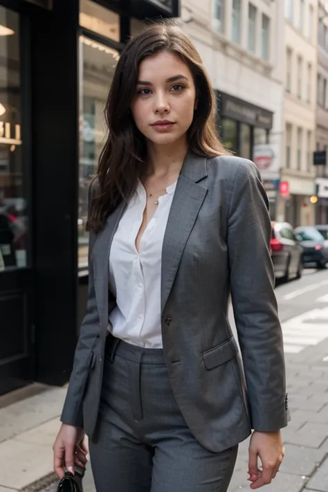 A woman in a suit.