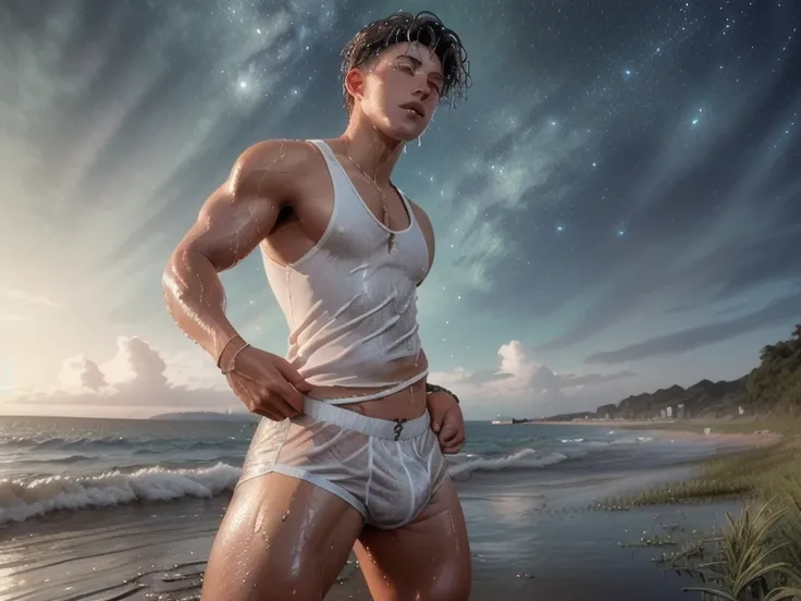 (((2 guy))),((extremely cute and beautiful boy)), watercolor, tom holland examines the buttocks of Justin Bieber,(((big ass))),((curly hair,short hair))),(((tanned skin,shiny skin,very shiny body,plastic shiny skin,exaggerated ,lit skin,wet legs))),detaile...