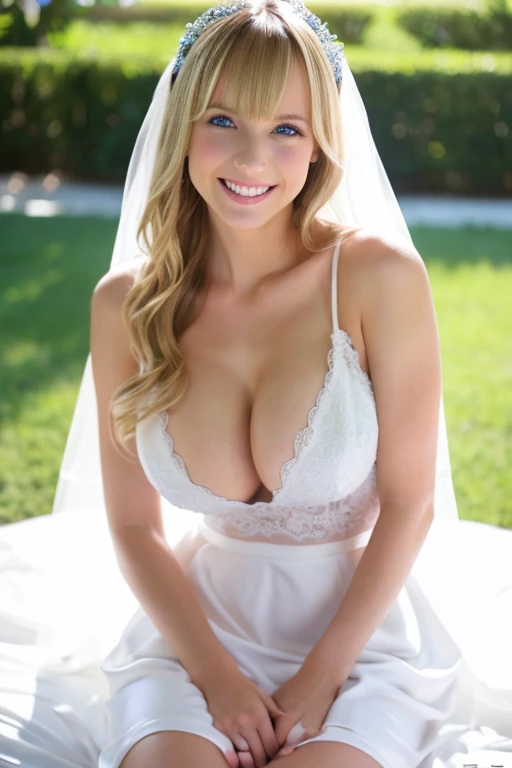 Blonde,Big Breasts,long,straight,Smooth,Bangs,Blue Eyes,White,Wedding dress,smile,mini skirt,Thighs