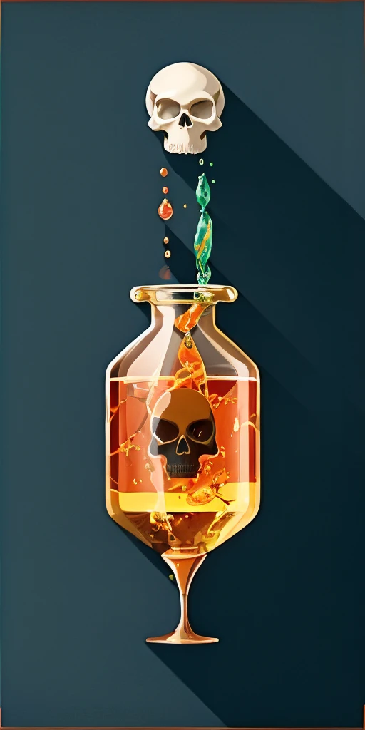 potion with skull inside, poison, gree glowing liquid, 4k, realistic, phograph, black background, simple background, game icon