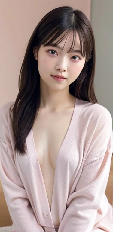 (8k), (highest quality: 1.2), (Realistic), (Realistic: 1.37), Ultra-high resolution,RAW Photos、 1 girl, Head to knee photo、cute, smile, Mouth closed, Beautiful details, Beautiful Nose, whole body, Wet Hair, Giant Dulcefo, pork, , (Small breasts)、Flat Chest...