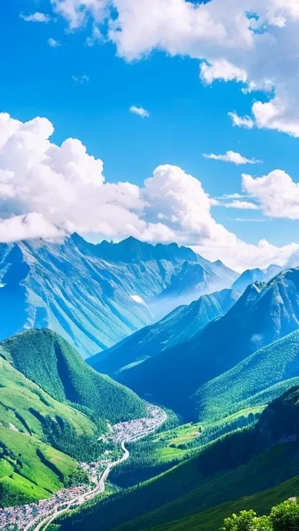 A realistic picture、Mountain々、High Mountain、Spectacular views、cumulonimbus、summer、Daytime