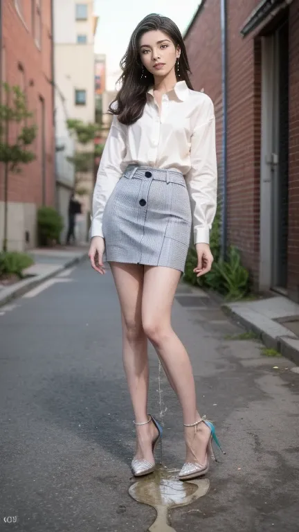 (masterpiece,best quality:1.2),(realistic,photo-realistic:1.4),high resolution,intricate details,exmetely detailed,(full body, high heels:1.8), solo,a 20 years old Japanese female idol, standing,(shirt,tight miniskirt:1.5),,(straight hair:1.2),(thin body, ...