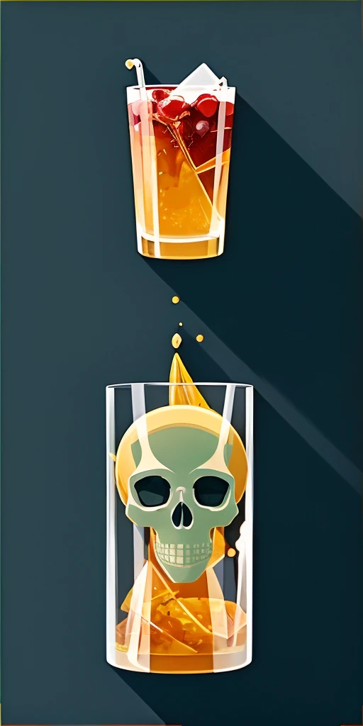 red potion inside a crystal glass with a golden skull inside, poison, red glowing liquid, 4k, realistic, photograph, black background, simple flat background, game icon