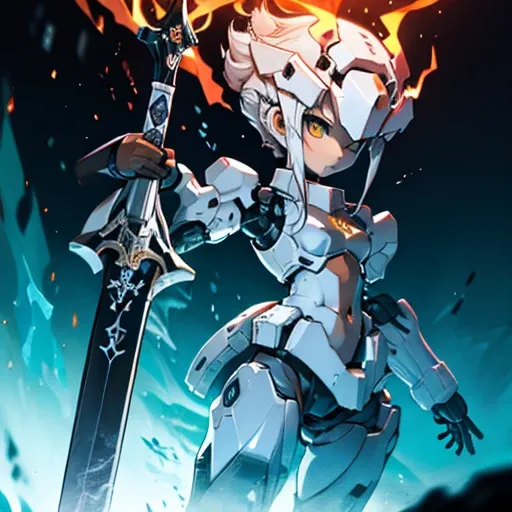  Cool fire sword , Robot female 