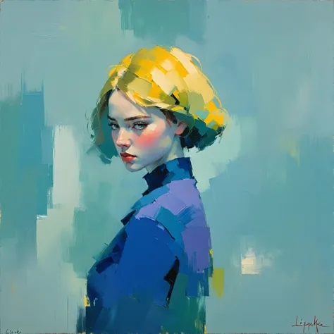 create an evocative oil painting inspired by malcolm liepke, based on the provided image. capture the intense, introspective exp...