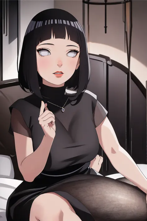 (Masterpiece - Ultra-Detailed, High Resolution) Prepare to be enchanted by a true masterpiece that combines ultra-detailed art with high-resolution rendering. This work shows a mesmerizing woman, with short, black hair, 1950s style, Hinata (1.3) and captiv...