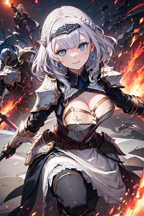 (highest quality:1.2, Very detailed, up to date, Vibrant, Ultra-high resolution, High Contrast, masterpiece:1.2, highest quality, Best aesthetics), (((1 girl))), Woman wielding a large sword, Luxurious Armor, intense expression, Intense battle scenes, Dram...