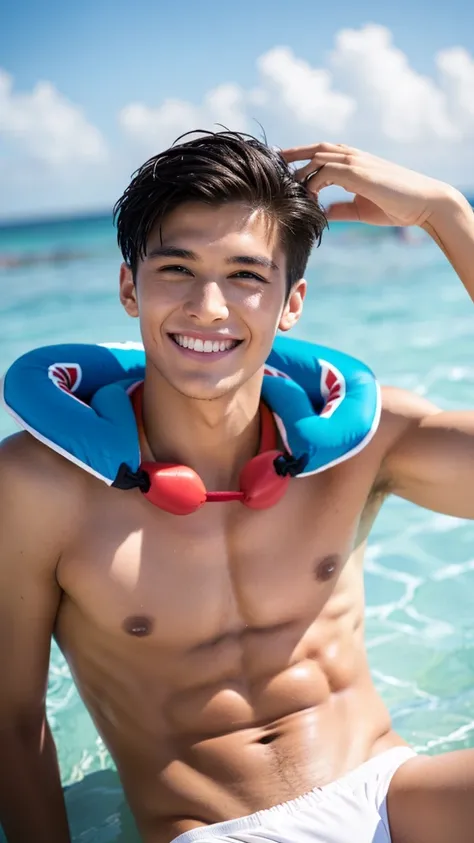 male　Age 24 Lifesaver swimwear smiling