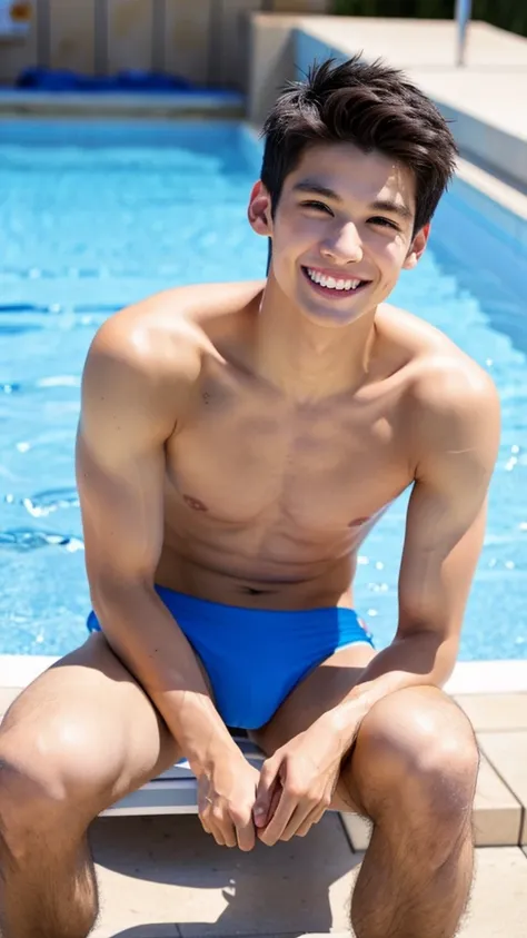 male　Age 20 swimwear smiling