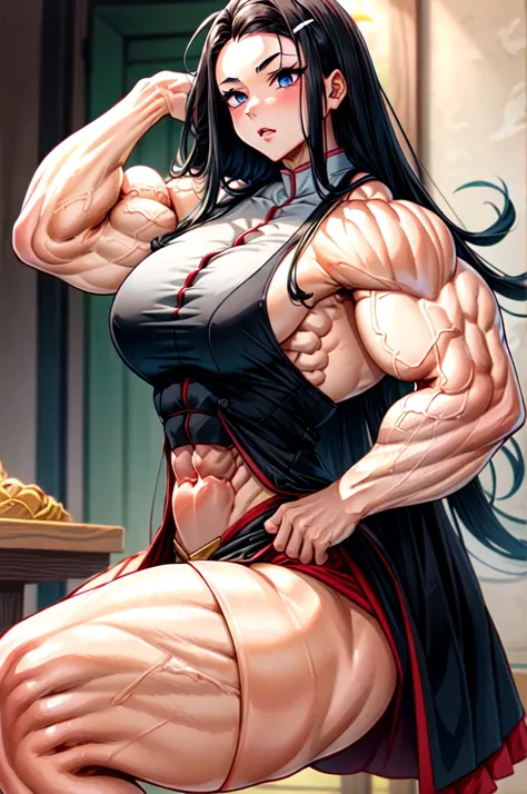 Beautiful female Nezuko massively muscular