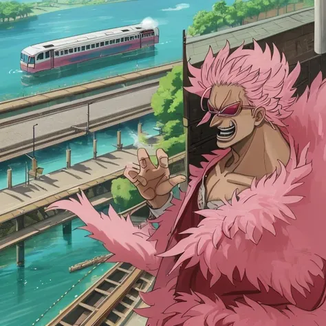 Doflamingo catches Train in the river