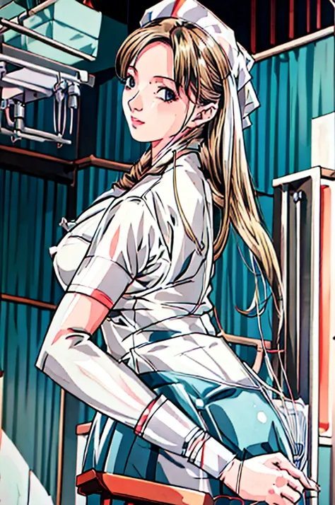 nurse uniform,hospital, latex nurse suit,nurses,busty,elbow gloves,labcoat,blonde hair woman,red eyes , gigantic ,medical instruments,asian nurse,two nurses,speculum,examination room,oversize ,big ass ,strap on, lay on table ,legs spreaded,giving birth,gyn...