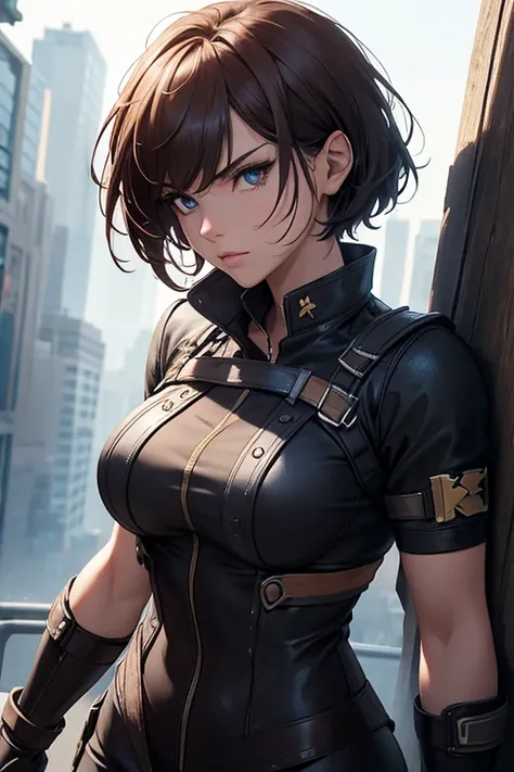 ​"masterpiece, top-quality, the Extremely Detailed CG Unity 8K Wallpapers, Ultra-realistic 8kCG, erfect artwork, The perfect female figure, Dramatic shadows, she is wearing a student outfit with a blue armband, She is a Commoner, with brown hair and eyes, ...