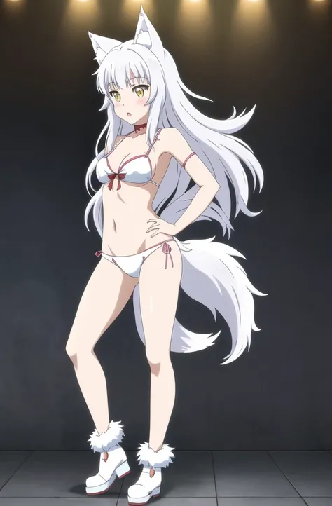 anime girl with cat ears and tail in a white bikini, neferpitou, holo is a wolf girl, anime catgirl, white cat girl, cute anime catgirl, seductive anime girl, beautiful anime catgirl, white - haired fox, holo if a wolf girl, wolf ears, attractive cat girl,...