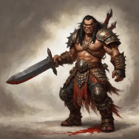 vrockwing bakemono, blood thirsty barbarian ragers wearing studded leather scrapped together armor and wielding 2 handed weapons