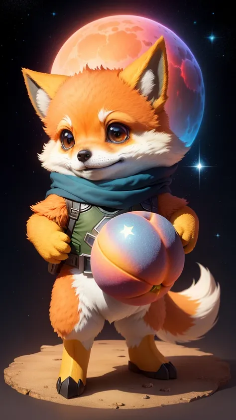 Cute little star fox, in a peachy galaxy