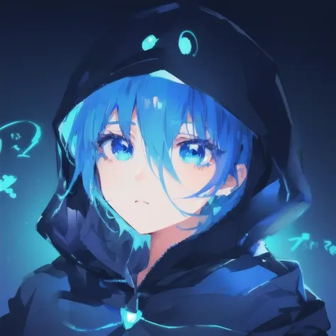 anime character with blue hair and eyes wearing a hoodie, 2d animation style, 2d animation, i deny it, drawn by an anime artist&...