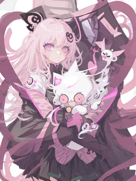 Anime girl holding a heart-shaped frame in her hand, Yandere, gapmoe Yandere, digital art from danganronpa, gapmoe Yandere grimdark, junko enoshima from danganronpa, akane owari danganronpa, nyaruko-san, anime visual of a cute girl, anime moe art style, sm...