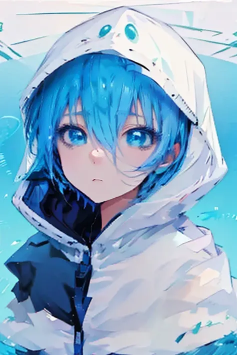 anime character with blue hair and eyes wearing a hoodie, 2d animation style, 2d animation, i deny it, drawn by an anime artist&...