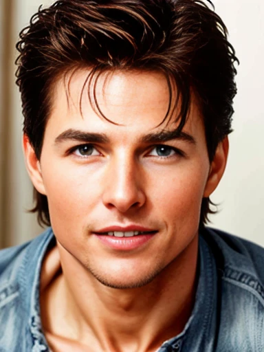 Photorealistic portrait of actor Tom Cruise on his face.