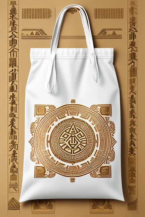 Please design a plan and draft with Yunnan tie-dye and Dongba hieroglyphs as the theme, as well as the finished packaging bag