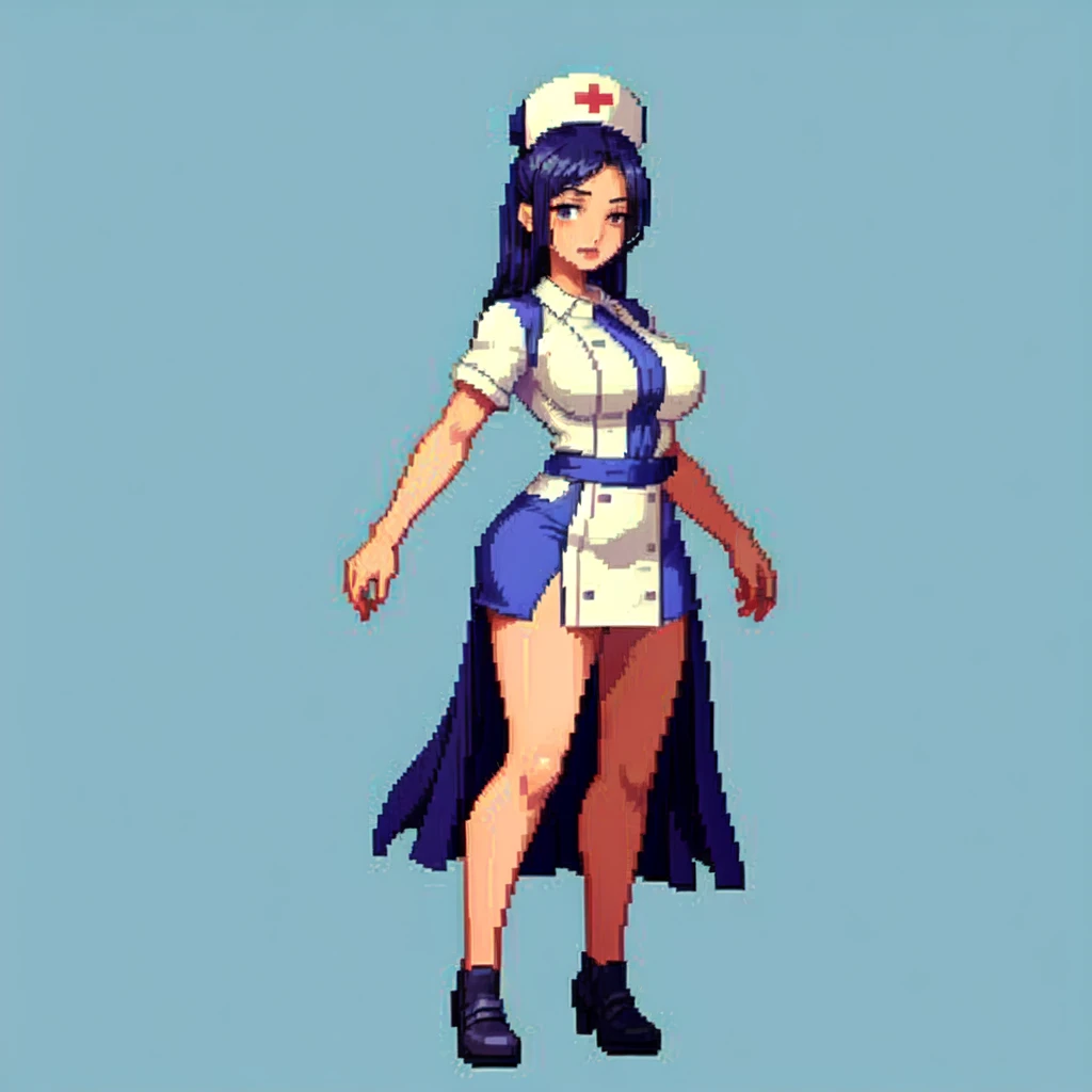 (masterpiece, top quality, best quality), pixel,pixel art,1girl,nurse costume,big bosom,full body