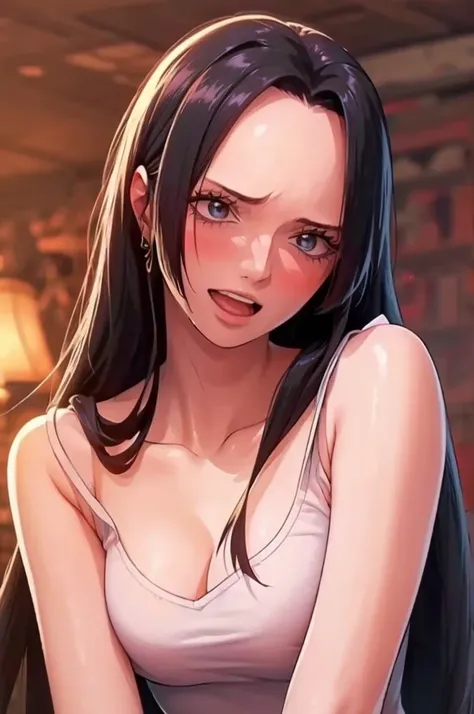 best quality, masterpiece, highly detailed,1girl, Boa Hancock, , (masterpiece:1.5), Detailed Photo, Smiling, Sexy, (8K, Best Quality: 1.4), (1girl), Beautiful Face, (anime realistic Face), (Black Hair, long Hair: 1.3), Beautiful Hairstyle, Realistic eyes, ...