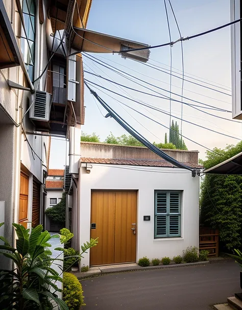 Exterior, morden house, dynamic light, curve linear