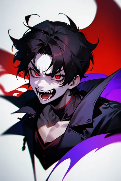 demon boy, fangs, dark hair,