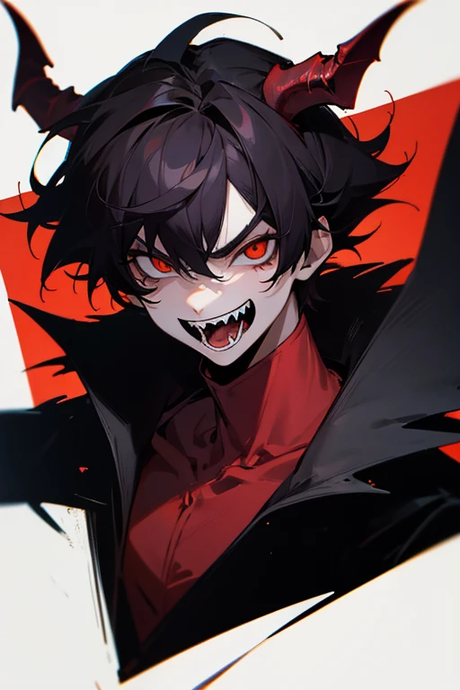 demon boy, fangs, dark hair,