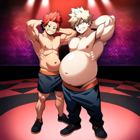 2boys, full body, male focus, muscular male, best quality, amazing quality, best aesthetic, absurdres, night club, gay couple, official style, year 2023, game cg, looking at viewer, happy, looking at each others bellies, together on picture, yaoi, gay coup...