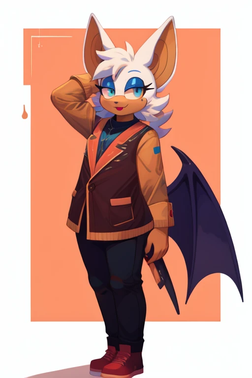 (8k uhd, masterpiece, best quality, high quality, absurdres, ultra-detailed, by inkplasm), 1girl, rouge the bat, pose