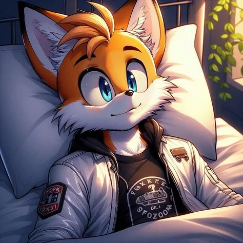 tails the fox happy, blue eyes