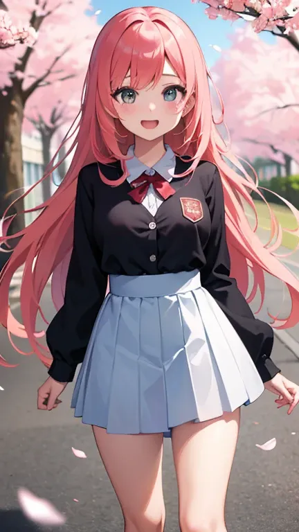 (highres,masterpiece:1.2),one girl,anime style,cute facial features,bright anime eyes,long,flowing hair,high ,a confident and cheerful expression,engaged in a lively conversation with friends in a vibrant school hallway,vivid colors,playful background elem...