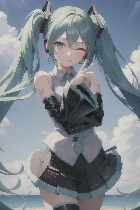 1girl, (masterpiece:1.3), (high resolution), (8K), (extremely detailed), (4k), (pixiv), perfect face, nice eyes and face, (best quality), (super detailed), detailed face and eyes, (solo), textured skin, absurdres, highres, wztalesxstyle, (hatsune miku:1.2)...