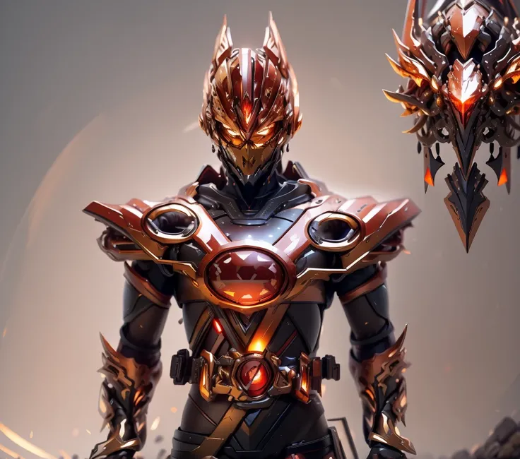 The color changes to red and amber，Some red and amber（Ensure its layering and armor texture，Orange is the main color, making red more metallic.）