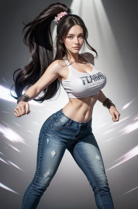 :: JOE MADUREIRA STYLE:: BEAUTIFUL WOMAN perfect and detailed, ultra detailed style clothes with tatoon designs and colors of light pink, black, white and gray, with various full-body attack poses and with immersive effects, hover effect, graphite style ba...