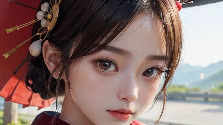 ((Close-up of a town girl in a simple kimono)), Daughter of an inn in the Edo period, Girl cute beautiful face, ((Takashi Shimada)),, Beautiful young Korean woman, Beautiful Japan girl face, Yanjun Chen, Cute and delicate face, , Beautifully detailed body ...