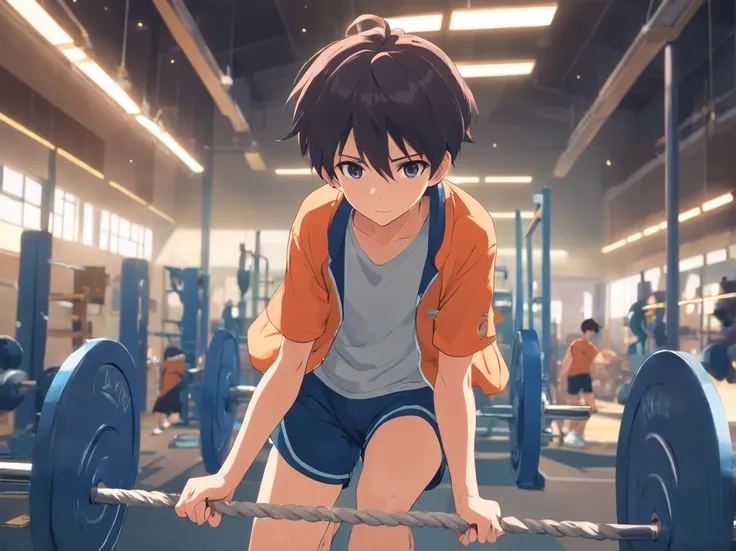 boy、juvenile、Gym suit、Shorts、Restraining the body with rope、
