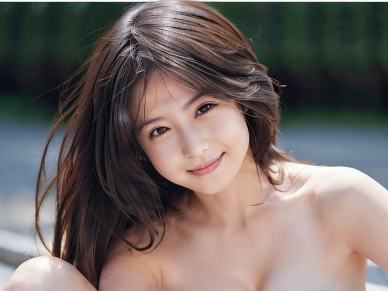 最high quality, masterpiece, High resolution, One Girl,whole body、smile、((topless,No bra:1.5)),Cleavage，Beautiful Face,in addition_body, Tyndall effect,Realistic, Dark studio, Rim Light, Two-tone lighting,(Skin with attention to detail:1.2), 8K Ultra HD, Di...