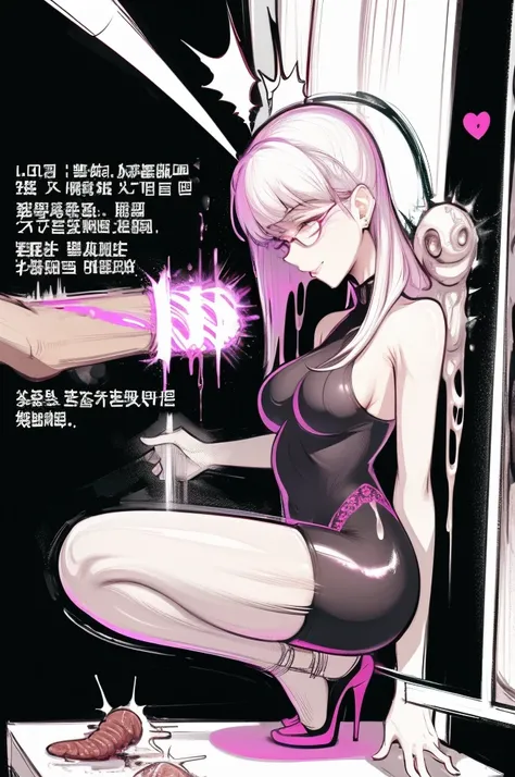 comic storyboard:2, axially symmetrical:2,1 beautiful korean lady in a sexy leotard and sexy leggings，solo，legging chain， holding hiny, with a smile, skewering many sausages with metal sticks and drenched with white cream, front view, fullbody， ((Best qual...