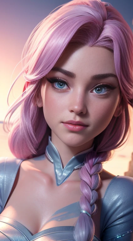 (elsa frozen-rose quartz su mezclando modelos .) (ultra fusion) highly detailed cg unity 8k wallpaper, style shot, complex, high...